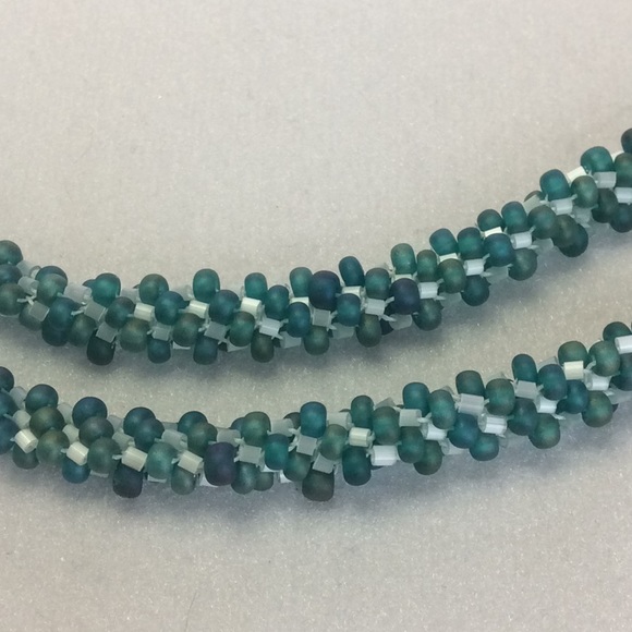 FINAL SALE PRICE Designer Original Hand Woven Teal Jewelry Set - Picture 5 of 8